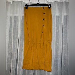 Mustard midi yellow skirt with buttons down side
